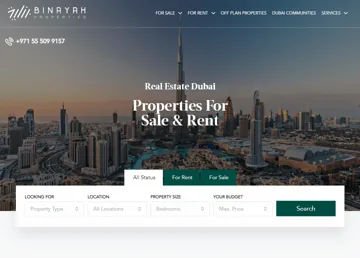 Binayah Real Estate Brokers: главная страница сайта агентства (снимок со старой версии рейтинга)